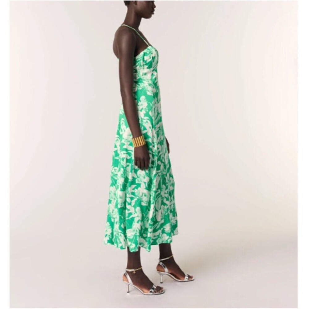 NWT Maje Ecru Green Imfrime Patterned Floral  Dress